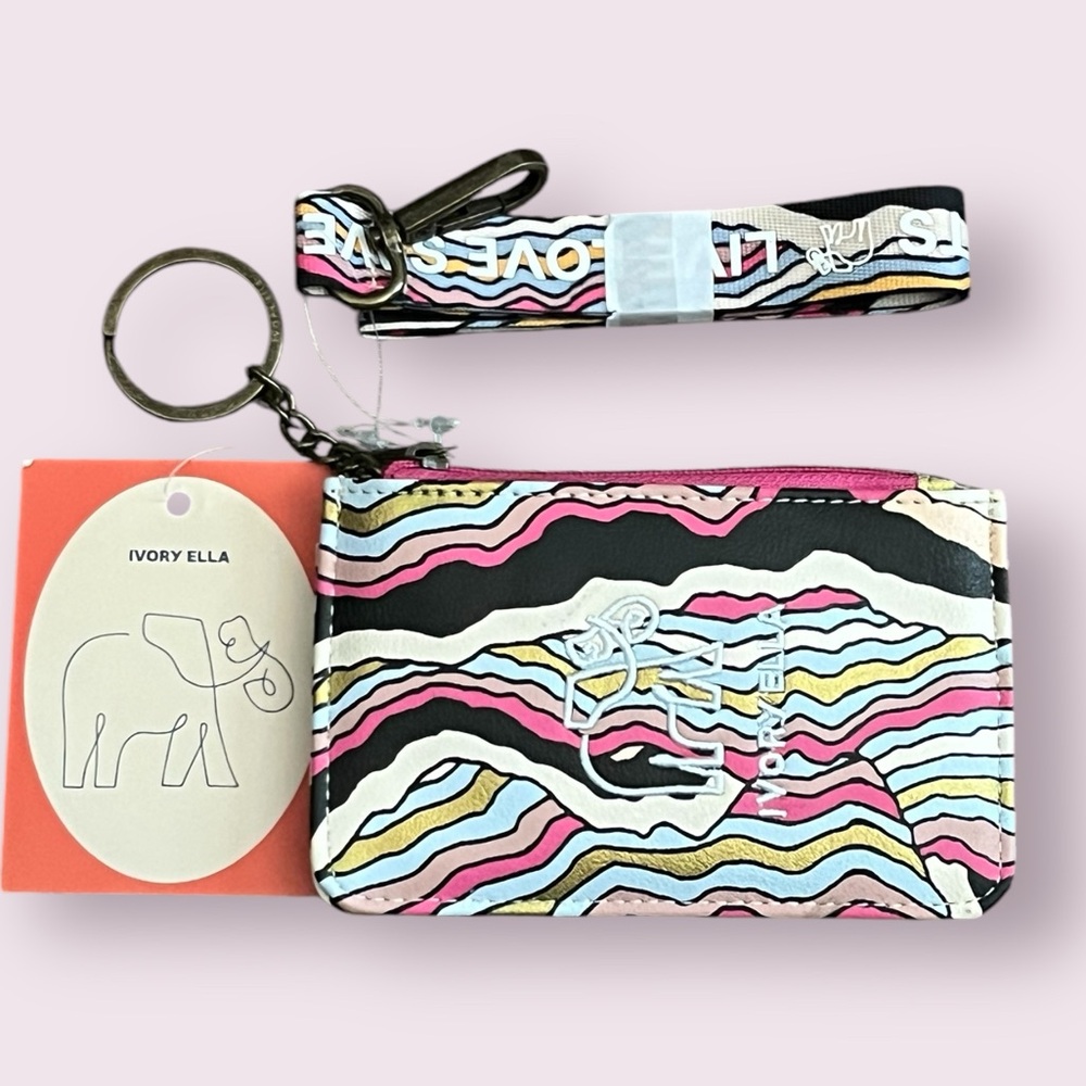 NWT Ivory Ella Summit Elephant Logo Lanyard Cardholder